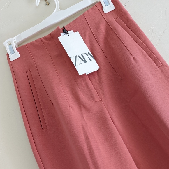 ZARA Women HIGH WAIST PANTS CORAL PINK MARSALA S - Picture 10 of 12